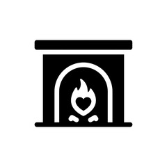 Fireplace with Heart Shaped Flame in Cozy Romantic Setting