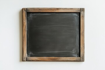 Fototapeta premium Blank rustic wooden framed chalkboard on white