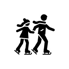 Couple Ice Skating Hand in Hand on Winter Day