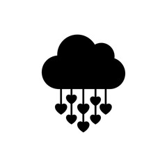 Obraz premium Cloud with Hanging Hearts, Romantic Sky Illustration