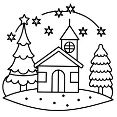 Fototapeta premium Christmas Day line art vector