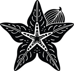 A starfish silhouette on white background