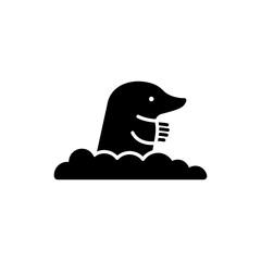 Mole Emerging from Hole in Ground in Natural Wildlife Behavior