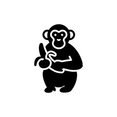 Monkey Holding Banana Fruit in Natural Jungle Habitat Scene