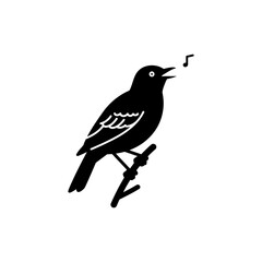 Lark Singing on Twig in Natural Outdoor Environment