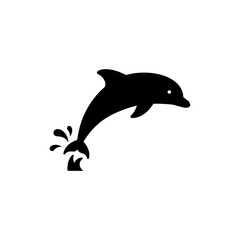 Jumping Dolphin Creating Curved Splash Over Ocean Surface