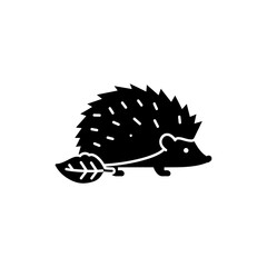 Hedgehog Beside Fallen Leaf Cute Small Animal in Autumn Natural Setting