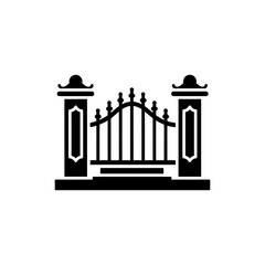 Stepped Gate with Carved Posts Decorative Architectural Entrance