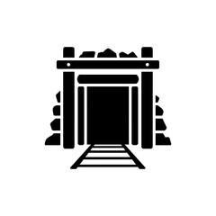 Mine Entrance with Wooden Frame Structure Outdoor Scene