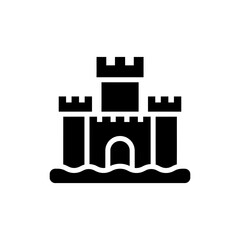 Castle Silhouette With Surrounding Moat And Defensive Walls