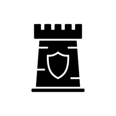 Battle Tower with Shield Emblem Front Military and Defense Icon