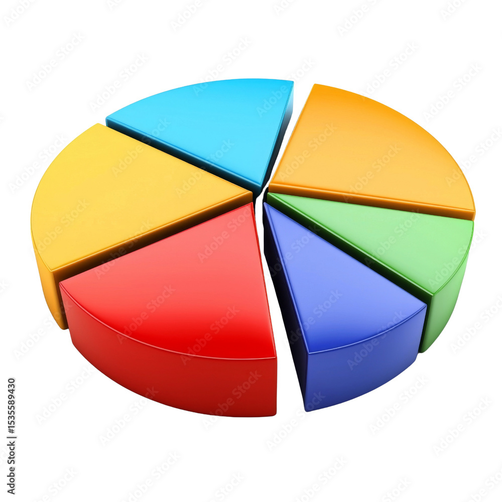 Aufkleber Colorful pie chart segments arranged in circular shape, representing data visualization and analysis. This vibrant design is ideal for presentations and educational materials