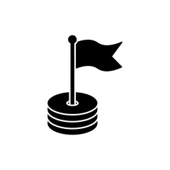 Goal Flag on Coin Representing Financial Achievement