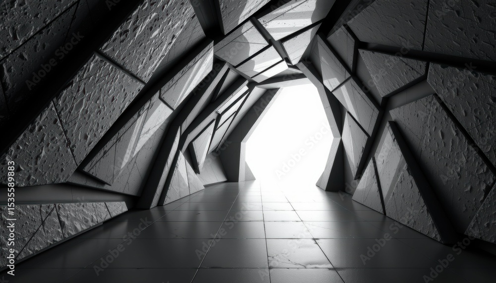 Aufkleber exploring abstract geometric tunnel structures modern architecture digital art futuristic design