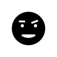 Skeptical smile with one raised brow expression