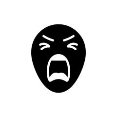Screaming face with exaggerated features expressing intense fear