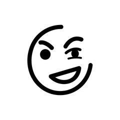 Mischievous Grin with One Eyebrow Up Expressing Playful and Cheeky Attitude