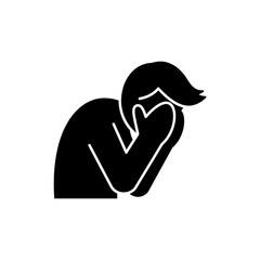 Face buried in hands crying sad emotional expression