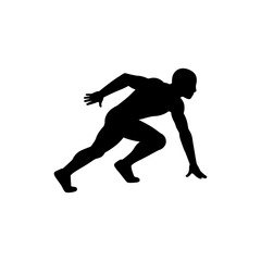 Athlete in Sprint Starting Pose Ready to Run Fast