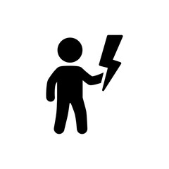 Person Holding Lightning Bolt Symbol Power Concept
