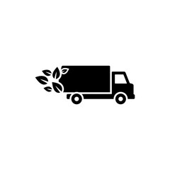 Eco Truck Icon with Leaf Trail Indicating Green Transport