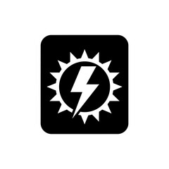 Obraz premium Yellow energy bolt icon centered inside radiant glowing sun rays