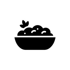 Dish Icon with Green Plant Garnish Representing Organic Meal
