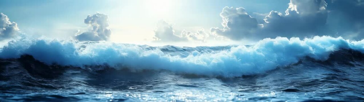 Large wave coming in to the shore of the ocean banner
