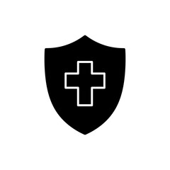 Shield Icon with Cross Symbol for Risk or Warning