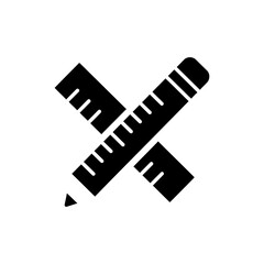 Fototapeta premium Crossed ruler and pencil icon for design, drafting, and architecture
