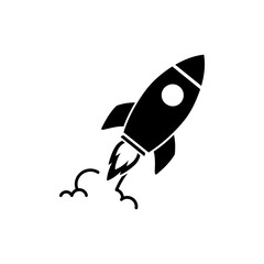 Rocket launching upward with visible trail