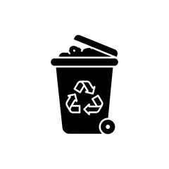 Recycling bin with arrows icon for eco waste and green disposal
