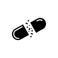 Pill capsule icon split in half for medicine and healthcare concepts