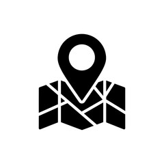 Location icon with pin and map representing destination point