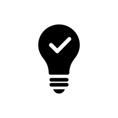 Lightbulb with checkmark representing approved smart idea
