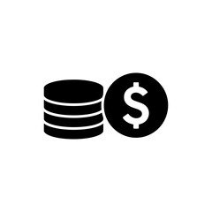 Stack of coins with dollar symbol icon for finance and savings
