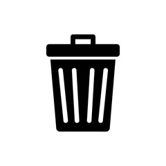 Trash can icon with closed lid for secure waste storage