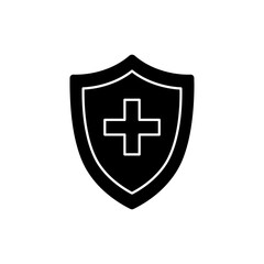 Plus symbol inside shield representing health and security protection