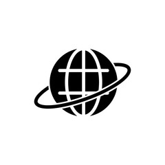 Globe with Orbit Ring Icon Representing Global Connectivity and Network