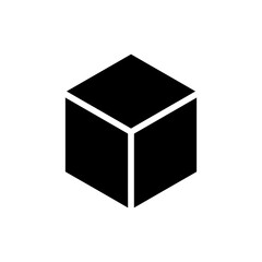 Cube in 3D perspective geometric shape icon