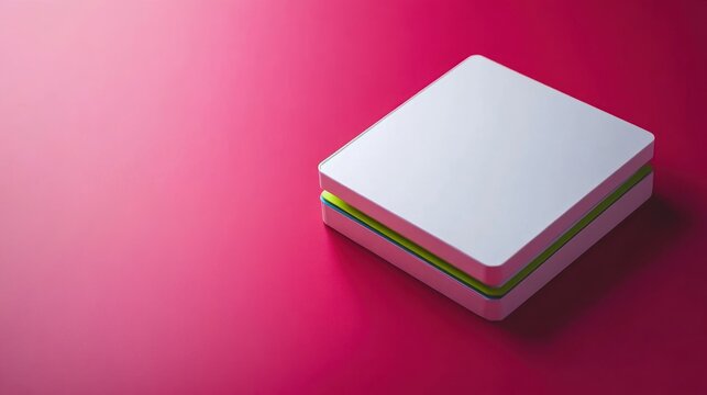 Minimalist Design of Sticky Notepad with Bright Colorful Layers on Pink Background