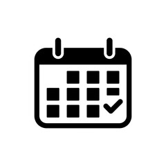 Calendar with Checkmark Icon Representing Confirmed Events and Tasks