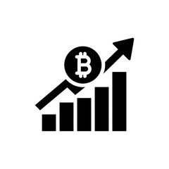 Upward financial graph with Bitcoin cryptocurrency tip icon