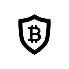 Bitcoin protected in shield symbolizing cryptocurrency security and protection