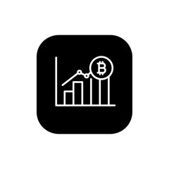 Bar chart with bitcoin symbol head representing cryptocurrency market trends