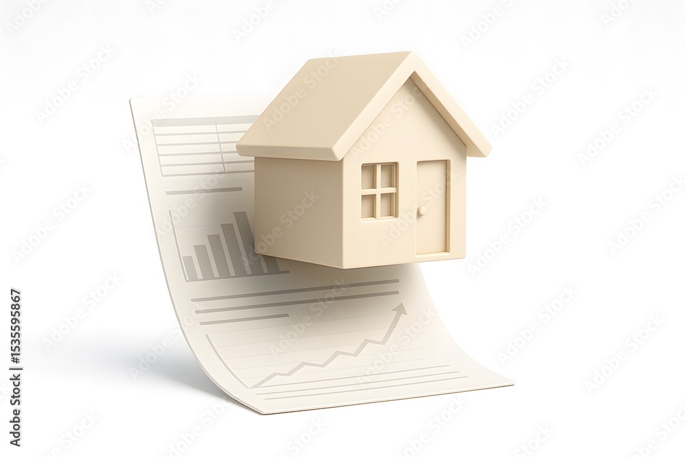 Poster abstract representation of home and financial growth concepts