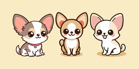Chihuahua logo vector illustration template with puppy eyes