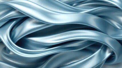 Obraz premium Abstract shimmering light blue satin fabric drapes and folds in an elegant and flowing composition