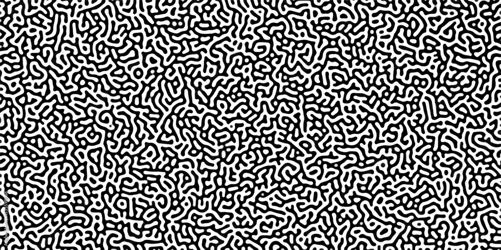 Aufkleber Turing reaction diffusion monochrome seamless pattern with chaotic motion .Linear design with biological shapes. Organic lines in memphis. abstract turing organic wallpaper background .	