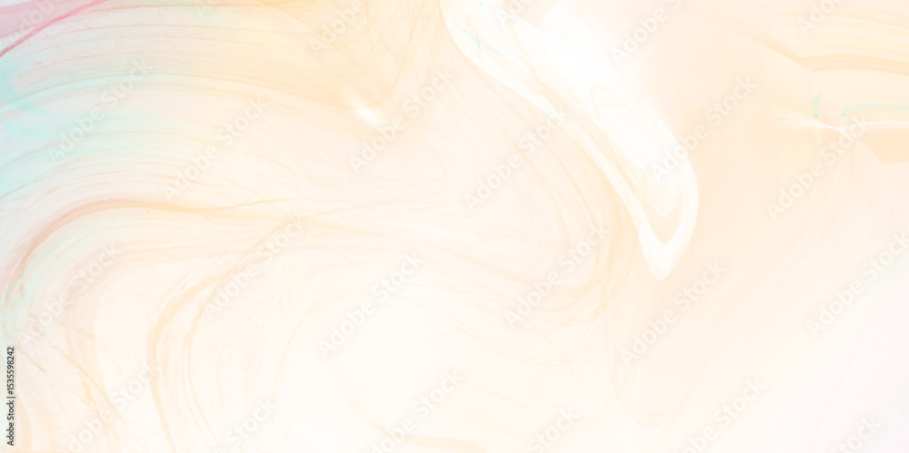 Poster liquid marble pattern texture natural background. Seamless abstract flowing wavy lines in soft pastel peach and creamy off-white For Your Design Wallpapers Presentation. Vector.